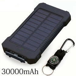 Solar Power Bank 30000mah Solar Charger External Battery Charger Waterproof Solar Powerbank For Smartphone With Led Light