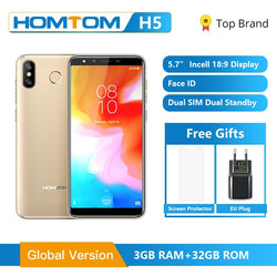 HOMTOM H5 3GB 32GB Mobile Phone 3300mAh Fast Charge Android8.1 5.7