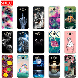 For Huawei Y3 2017 Case Soft Silicone Huawei Y3 2017 Transparent Back Cover 5.0'' TPU Y 3 2017 Phone Cases Cat flower