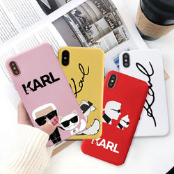 JAMULAR Karl Phone Cases For iPhone X 11 Pro XS MAX X XR 7 6 6s 8 Plus Fashion Matte Soft TPU Back Cover  Cat Pattern Coque Capa