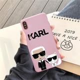 JAMULAR Karl Phone Cases For iPhone X 11 Pro XS MAX X XR 7 6 6s 8 Plus Fashion Matte Soft TPU Back Cover  Cat Pattern Coque Capa