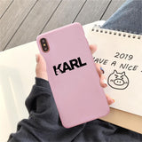 JAMULAR Karl Phone Cases For iPhone X 11 Pro XS MAX X XR 7 6 6s 8 Plus Fashion Matte Soft TPU Back Cover  Cat Pattern Coque Capa