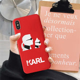 JAMULAR Karl Phone Cases For iPhone X 11 Pro XS MAX X XR 7 6 6s 8 Plus Fashion Matte Soft TPU Back Cover  Cat Pattern Coque Capa