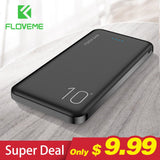 FLOVEME 10000mAh Power Bank Portable Charger Mobile Phone Digital Display External Battery Pack Dual USB Fast Charging Powerbank