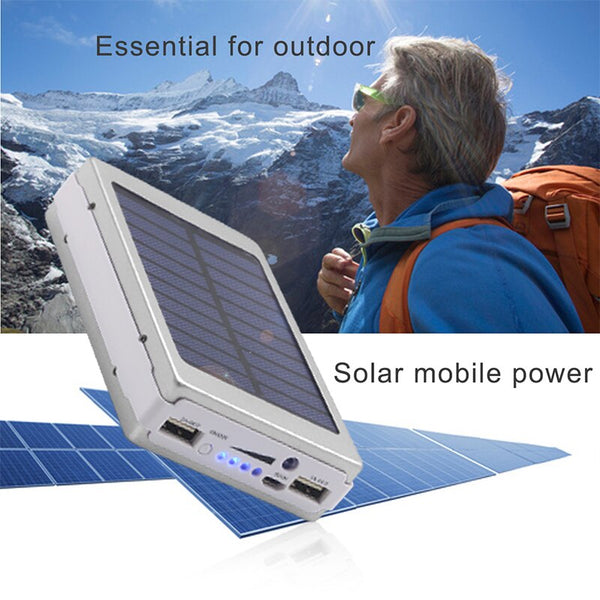 50000mAh Solar Panel LED Light Power Bank External Double USB Battery Charge With Charger Adapter Protable Outdoor