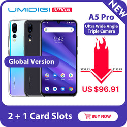 Global Version UMIDIGI A5 PRO Android 9.0 Octa Core 6.3' FHD+ Waterdrop 16MP Triple Camera 4150mAh 4GB RAM 4G Celular Smartphone