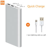 10000mAh Xiaomi Mi Power Bank 3 External Battery Bank fast 2 way Quick Charge Powerbank 10000 mAh Dual USB Output 2 micro Type-C