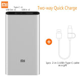 10000mAh Xiaomi Mi Power Bank 3 External Battery Bank fast 2 way Quick Charge Powerbank 10000 mAh Dual USB Output 2 micro Type-C