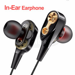 High Bass Wired Earphone Dual Drive Stereo In-Ear Earphones With Microphone Computer Earbuds For Cell Phone