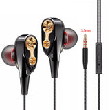 High Bass Wired Earphone Dual Drive Stereo In-Ear Earphones With Microphone Computer Earbuds For Cell Phone