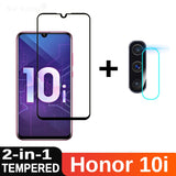 2-in-1 Camera Tempered Glass For Huawei Honor 10i Screen Protector Full Cover On Honor 10i 10 i HRY-LX1T Protective Glass Film