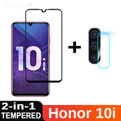 2-in-1 Camera Tempered Glass For Huawei Honor 10i Screen Protector Full Cover On Honor 10i 10 i HRY-LX1T Protective Glass Film